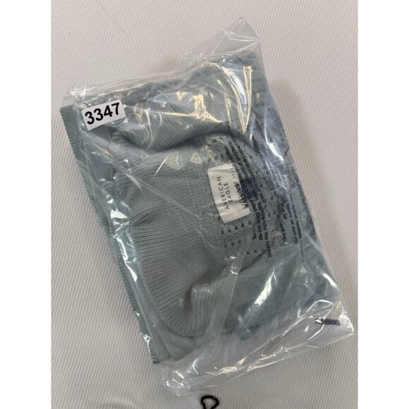 American Eagle Knit Polo Shirt XL Green Open Knit Sweater Short Sleeve Mens - Picture 7 of 7